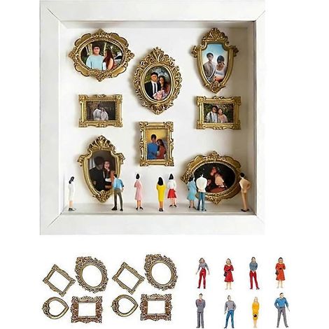 Kit de mini-musée à monter soi-même avec cadres et figurines dorés pour exposer vos souvenirs de famille (1/5)
