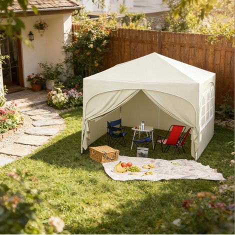 Pavillon Gartenpavillon klappbar 3x3m Beige HAVRYA (1/4)