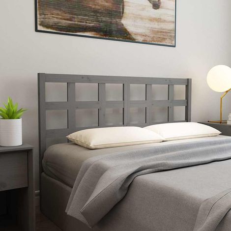 vidaXL Bed Headboard Grey 156x4x100 cm Solid Wood Pine (1/5)