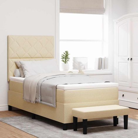 Boxspringbett mit Kopfteil Creme 100 x 200 cm Stoff (1/5)