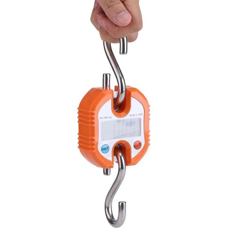 Balance de grue professionnelle portative numérique 150 kg,crochet électronique miniature avec boucle de pesage suspendue,idéale pour peser les bagages (Orange) (1/5)