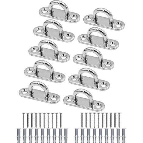 Ösenplatte aus Edelstahl mit Tülle, 10 Deckenhaken, Wandhaken, Bootszubehör