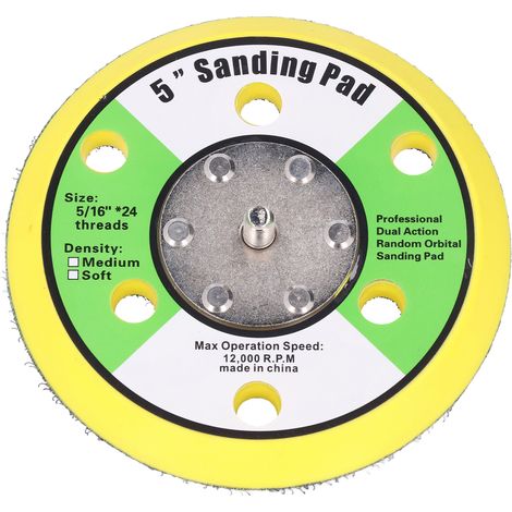 5-Zoll-Schleifpad, 5/16-24 selbstklebende PU-Rückseite, Pad für Druckluftschleifer, 12000 U/min Poliermaschine, 5 Stück (1/5)