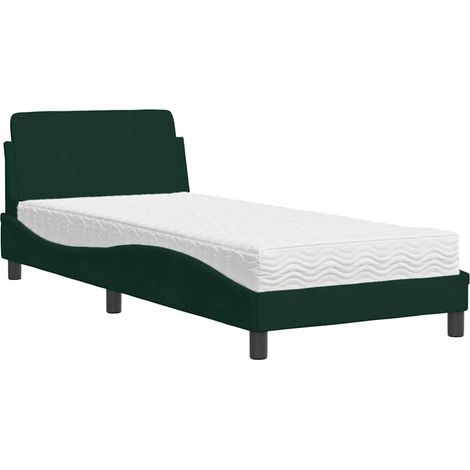 Maison Exclusive - Letto con Materasso Dover Verde Scuro 90x200 cm in Velluto