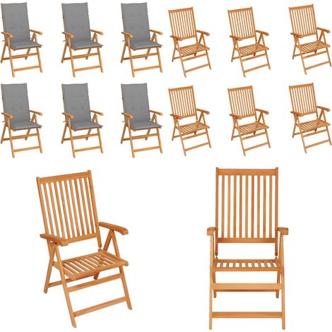 Chaises de jardin lot de 6 avec coussins gris Bois teck massif - Chaise De Jardin - Fauteuil De Jardin - Mobilier De Jardin - Meubles De Terrasse - Teck - Home & Living (1/5)