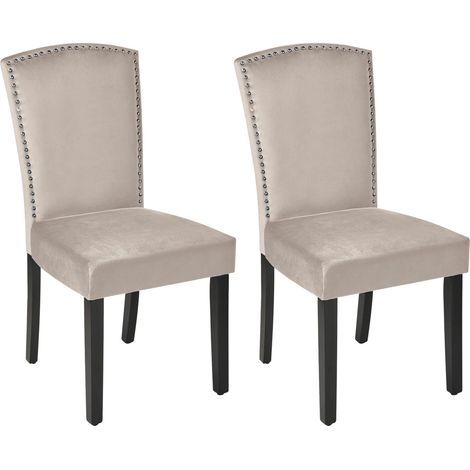 Lot de 2 Chaises Tapissées en Velours Gris de Qualité Glamour et Elégante Piseco