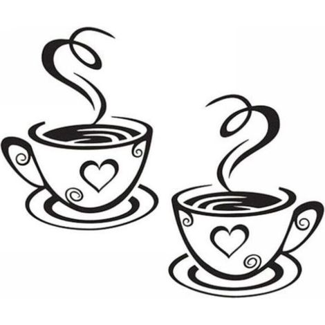 Tasse à Café Design Autocollants Mur Maison Stickers Cuisine Restaurant Décor