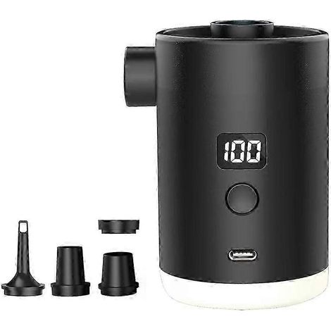 Pompe à air portable de camping pour le chargement et le gonflage, gonfleur électrique double usage pour matelas pneumatiques et bouées. (1/5)