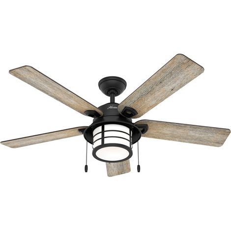 [NEUWERTIG] B-Ware Hunter Deckenventilator Santorini Ventilator mit Licht Holz schwarz bis 30m² (1/2)