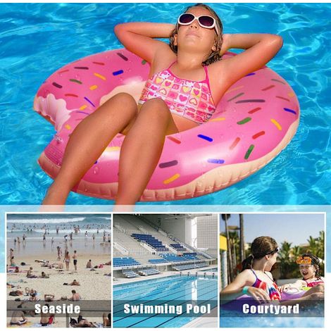 Bouée gonflable en forme de donut pour adultes, à utiliser à la piscine et à la plage en été  un accessoire flottant conçu pour les activités nautiques récréatives.-AquaForge (1/3)