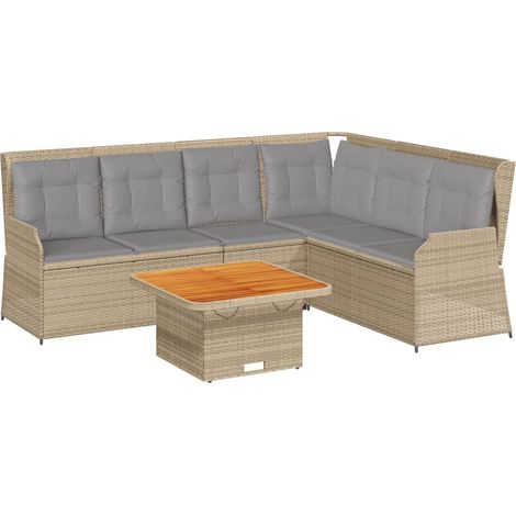 Maison Exclusive - Set Divani da Giardino 5 pz con Cuscini in Polyrattan Beige