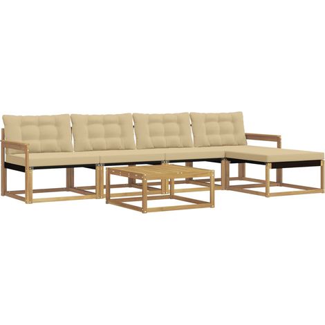 Set di divani da esterno 6 pcs Bianco e Beige vidaXL
