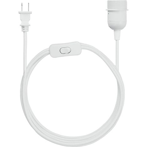 4,5 m langes, stoffummanteltes Kabel für Pendelleuchten mit Stecker und E26-Fassung für DIY-Deckenbeleuchtung, weiß