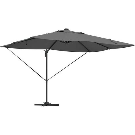 Parasol gris anthracite, dimensions : 352 x 251 x 265 cm, matériau : polyester et aluminium. (1/5)