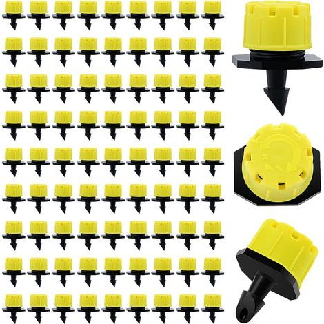 90 verstellbare Tropfbewässerungssprinkler, verstellbare Mikro-Tropfbewässerungs-Emitter, Bewässerungssprinklerköpfe für Blumenbeete, Gärten und Rasenflächen, Gelb