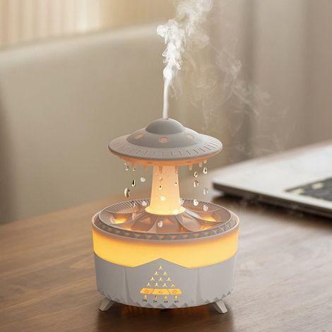 Ätherisches Pilzöl für die Aromatherapie, 350 ml, mit 7 einstellbaren LED-Nachtlichtern zur Förderung der Entspannung beim Einschlafen, zur Verwendung als Schreibtisch- oder Nachttischlampe (weiß) (1/5)