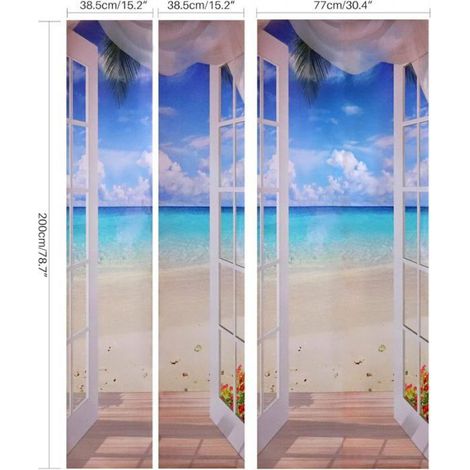 Sticker Porte Effet 3D Chambre Décoration TrompeStickers De Porte Auto-Adhésif Imperméable Amovible Art Stickers Por 77X200cm (1/4)