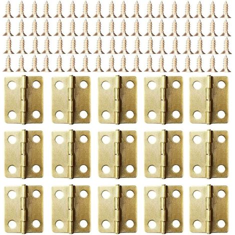 Petites charnières miniatures, paquets de 50, pour portes de placard, tiroirs et commodes.
