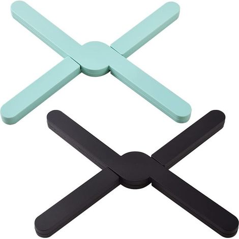 Dessous de plat antidérapant et pliable en silicone, 2 packs de support écologique extensible, coussinet thermique, design en croix (1/5)