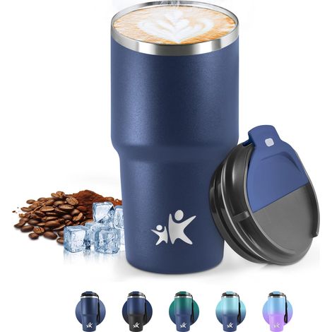 Mug Isotherme 600 ML, Réutilisable, Tasse Isotherme pour Café, Acier Inoxydable 304, Emporter, Anti-fuite, Double Paroi, Étanche Gobelet de Voyage pour Café Chaud et Froid, Lait et Thé (1/5)