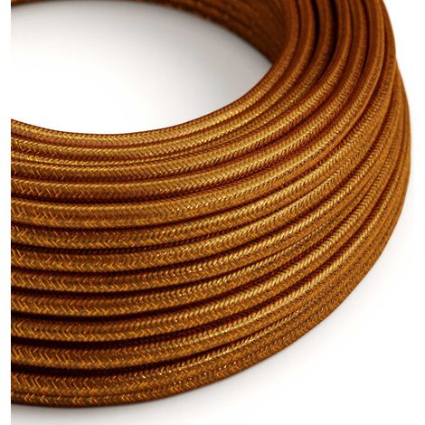 Creative-Cables, Cavo elettrico rivestito in tessuto, Glitterato Rame, 2 x 0,75 mm², 50 m, Rotondo effetto seta