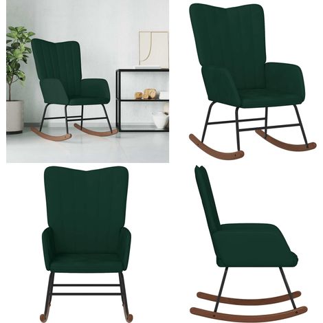 Schaukelstuhl Samt Dunkelgrün - Samtsofa - Schaukelstuhl - Wohnzimmersessel - Lounge Chair - Relaxsessel - Home & Living