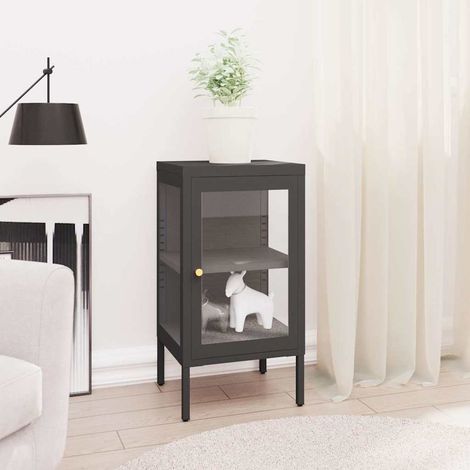 vidaXL Buffet Anthracite 38x35x70 cm Acier et verre (1/5)