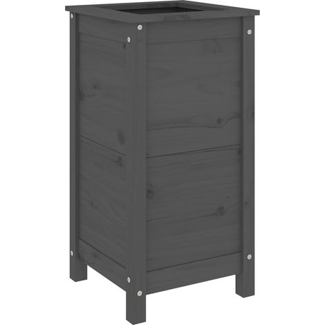 Vassoio per fioriera aiuola rialzata piante fiori terrazza giardino 40 x 40 x 78 cm legno massello di pino grigio 020037580