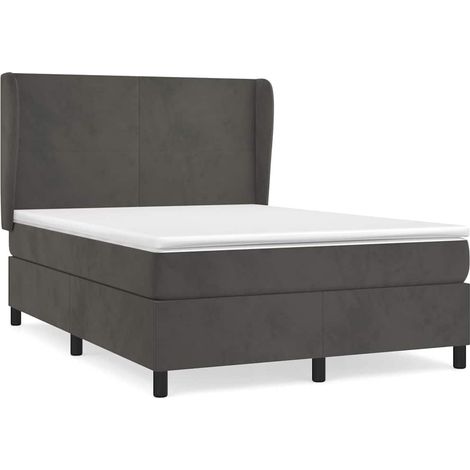 Maison Exclusive - Sommier à lattes de lit et matelas Gris foncé 140x200cm Velours (1/5)