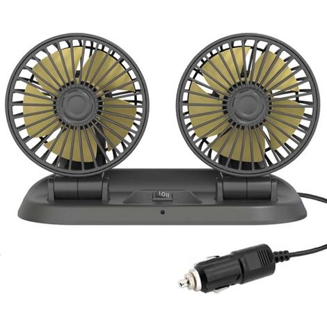 Ventilateur 12V pour voiture, refroidisseur d'habitacle à double embout, prise allume-cigare, orientation rotative 360° (1/5)