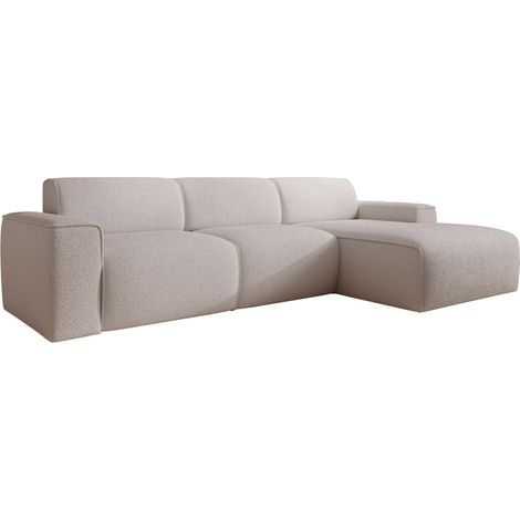 Selsey Bouvi – Ecksofa, Ottomane rechts, hellbeige, Bouclé (1/5)