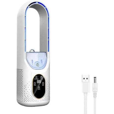 Ventilateur Climatiseur Portable USB, Refroidisseur d'Air Évaporatif avec 6 Minuteurs, Mini Ventilateur Bureau, Blanc (1/5)