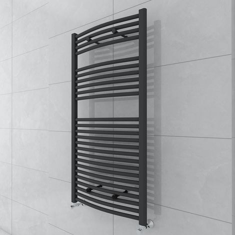 WarmeHaus Curved Grey Heated Towel Rail Radiator 1200x600mm