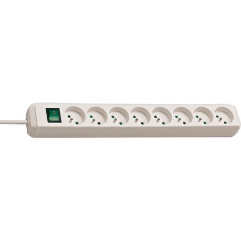 Prolongateur multiprise Eco-Line avec interrupteur 8 prises cordon de 3 mètres blanc - H. BRENNENSTUHL S.A.S