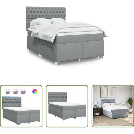 Matelas à ressorts ensachés - Sommier à lattes de lit avec matelas Gris clair 140x190cm Tissu (1/5)