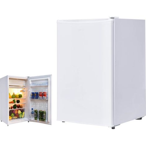 COSTWAY Mini Frigo 123L Frigo Combiné Silencieux 90W/230V Mini-Réfrigérateur Température -3 ℃ 10 ℃, Portable pour Chambre/Bureau-Blanc (1/5)