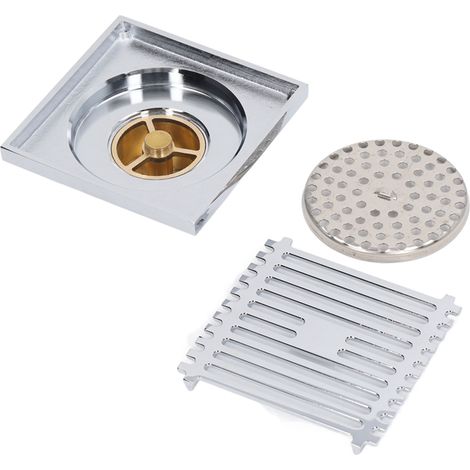 Bouche d'égout anti-odeurs et insectes, grand débit avec filtre à cheveux et couvercle, pour installation en eau peu profonde. (1/5)