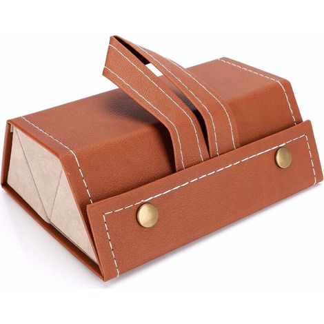 Boîte De Rangement Pour Lunettes - 3 Compartiments - Cuir Synthétique - Poignée Intégrée - Dimensions 16 X 12,5 X 6 Cm - 1 Pièce (1/5)
