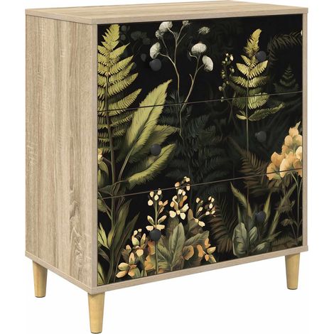 Maison Exclusive - Cassettiera RHENEN Stampa tropicale 66 x 36,5 x 75 cm Sonoma (1/5)
