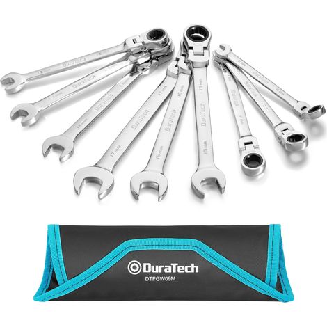 Jeu de Clés Mixtes à Cliquet Tête Flexible, 9 Pièces, 8–17 mm (1/5)