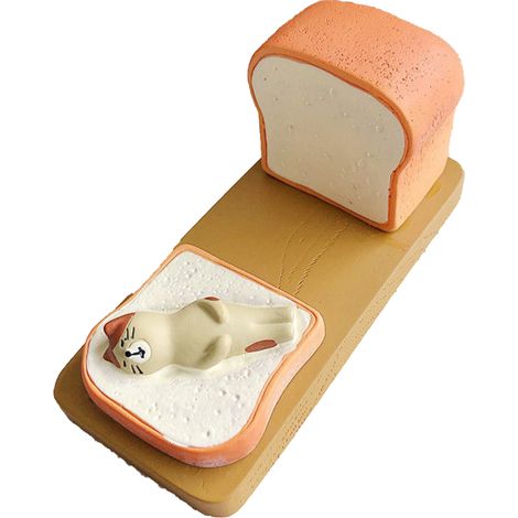 Support de tablette en forme de toast mignon, support téléphone bureau résine design chat carré pour regarder séries