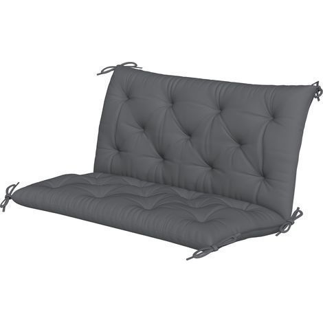 Coussin de banc imperméable, assise et dossier, 100 x 98 x 8 cm, gris foncé, pour bancs extérieurs et balancelles Hollywood (1/5)