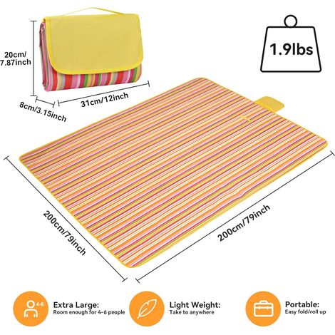 Coperta da picnic 200x200 cm, tappetino da picnic pieghevole, multicolore (1/5)