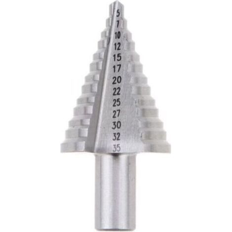 Metal Foret Conique Foret étagé 5mm-35mm,Triangle Conique Titane avec Revêtement Titane,pour Visseuse Percage sur Acier, Laiton, Bois, Plastique Argent