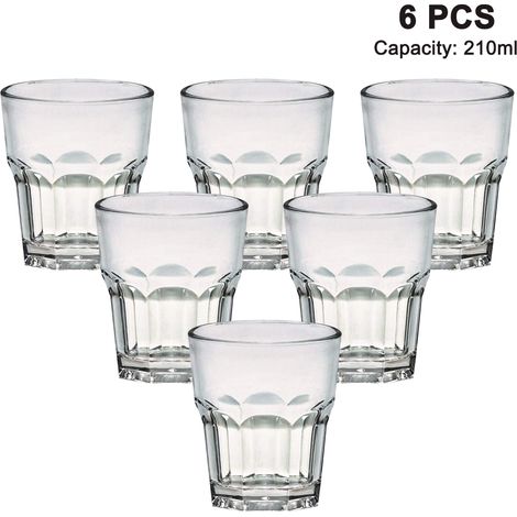Gobelet Octogonal - Acrylique Transparent Sans BPA - Incassable Réutilisable - Pour Bar Cuisine Piscine Extérieur - Lot de 6 (1/5)