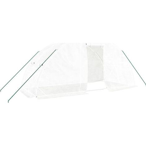 Serre à structure en acier blanc, 10 mètres carrés, 5 x 2 x 2,3 mètres (1/5)
