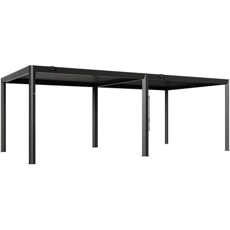 PRIMEYARD Pergola 3,5x7 m Aluminium Pfosten und Lamellendach aus Stahl - anthrazitfarbene Terrassenüberdachung