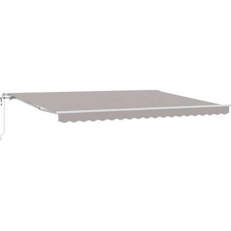Store banne rétractable, gris clair, 450 x 350 cm, tissu et aluminium. (1/2)