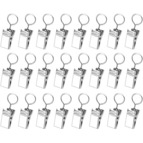 50 Pièces Pinces à Rideaux en Métal, Pince Rideaux Decoration Crochets de Suspension, Crochet fermé, Argent