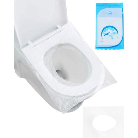 Siège WC Jetable - 10 Pièces - Plastique Antibactérien - Imperméable et Portable - Voyage Camping Toilettes Publiques - 40x48 cm (1/5)